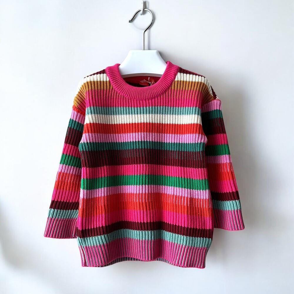 Oilily Multicolored Stripe Sweater, Size 104 ( 4T), Pink, Green